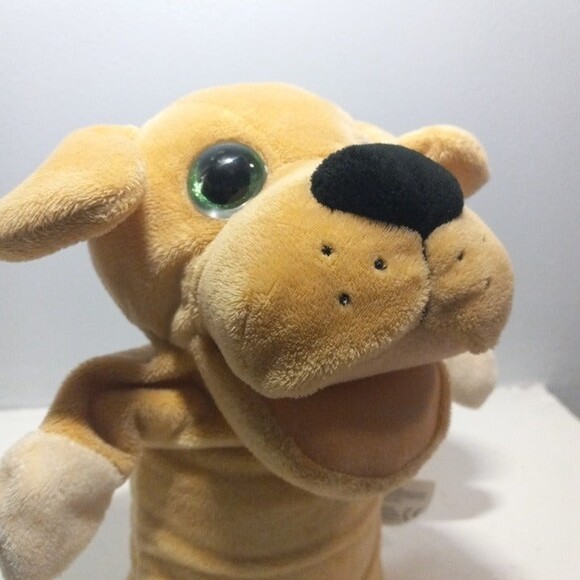 Kellytoy Brown Lab Plush Hand Puppet-Dog-Puppy-Green Glitter Eyes-2016-9" - Picture 3 of 9